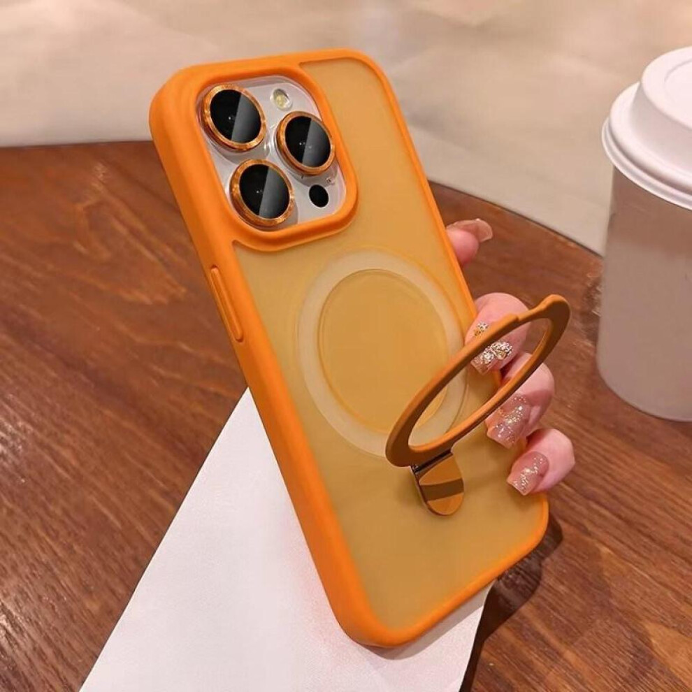 (orange, iPhone 13 Pro Max) Luxury Magsafe Wireless Charging Case For Iphone 11 12 13 14 15 16 Pro Max Plus Magnetic Ring Bracket Camera Protection Co