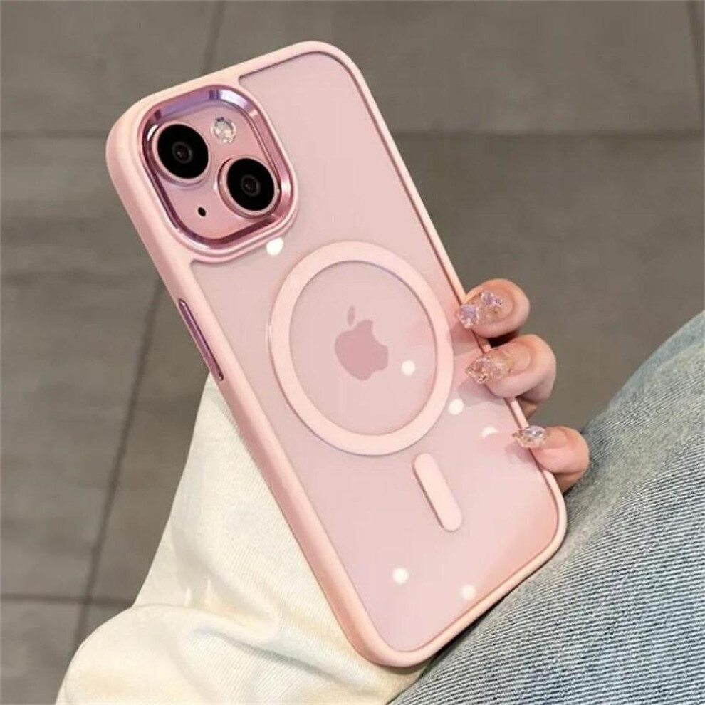 (pink, iPhone 15 Pro Max) Magnetic Luxury Clear Armor For Magsafe Wireless Charging Case For Iphone 15 14 Plus 13 12 11 Pro Max Shockproof Bumper Cove