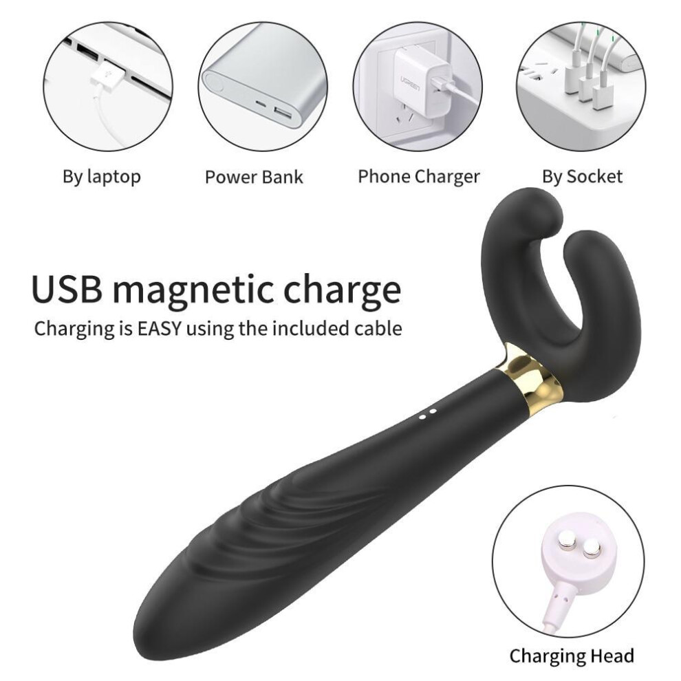 (black) Penis Masturbator G-spot Vibrator Double Penetration Clitoris Clit Dildo Adult Sex Products