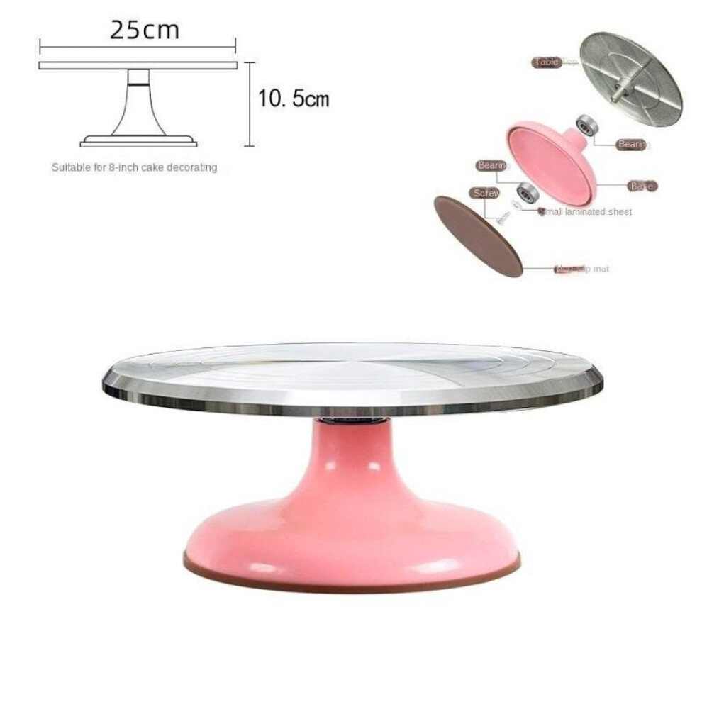 (pink) 10 Inch Cake Turntable Flower Mounting Table Baking Tool Aluminum Alloy Pallet Rotating Flower Mounting Turntable