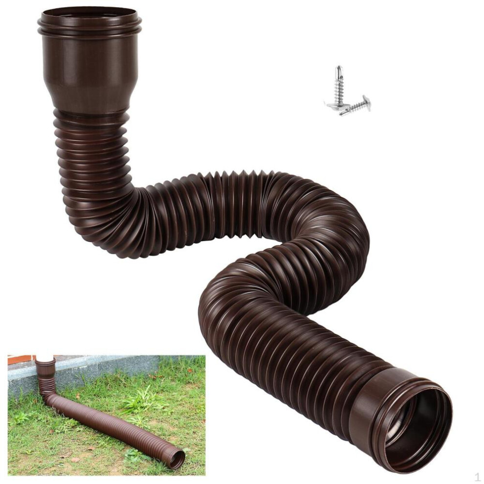 (brown) Rain Gutter Downspout Extension Extender Diverter Retractable 47-150cm for Rainwater