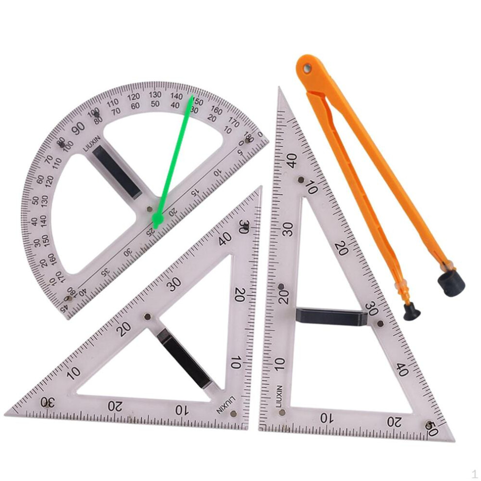 (as the picture, 4PCS) Large Geometry Math Ruler Set Teaching Tool Aid For White Board