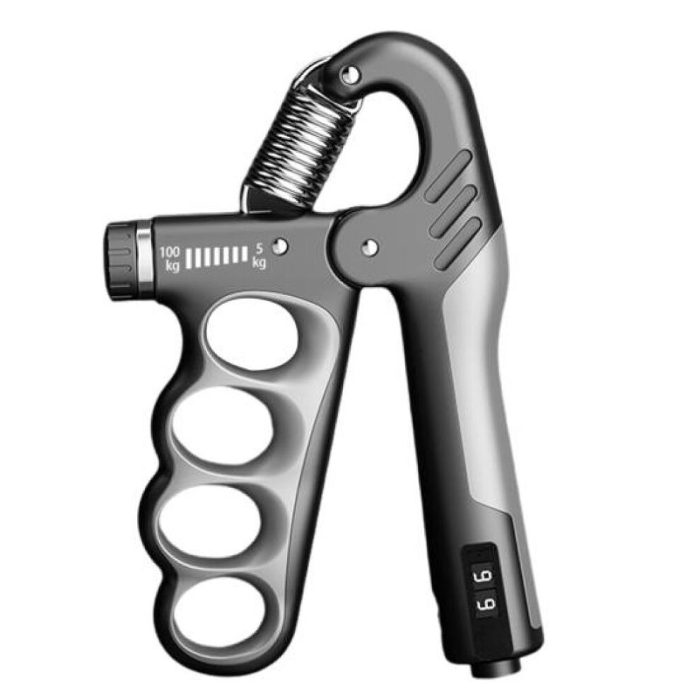 (grey) Hand Grip Strength Trainer Mechanical Countable 5-100kg Adjustable Men Women Forearm Exerciser Muscle Strengthener Developer Fitness Equipment