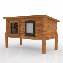XL Outdoor Cat House Self Heating Kennel with One Way Privacy Window