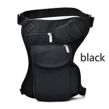 (Black) Multifunction Outdoor Canvas Bag Leg Bags Kit Motorcycle Riding Waist Purse