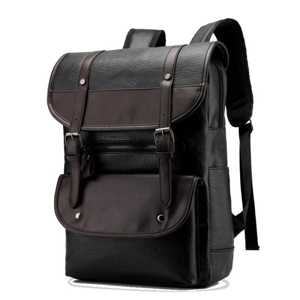 (black) New  Backpack Men Luxury Fashion Men&apos;s S School Bag Soft Leather Large-capacity Travel Bags