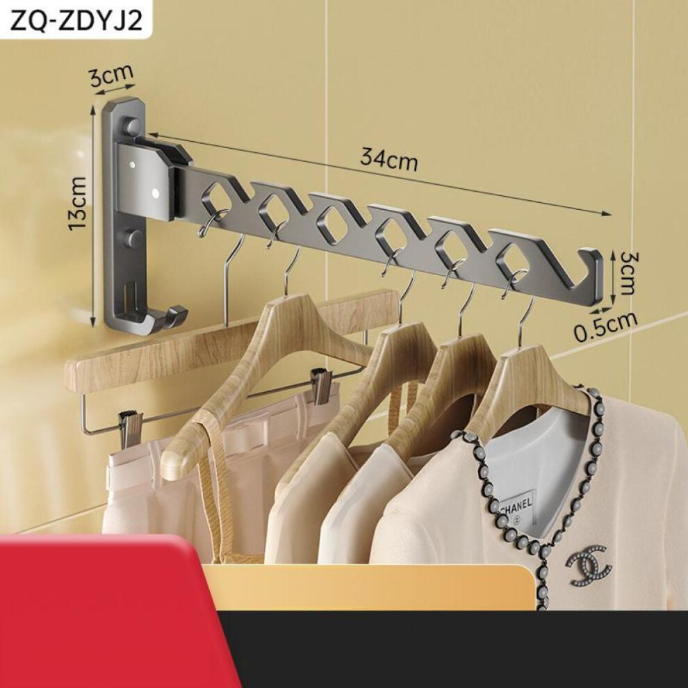 (grey) Wall Mounted 180 Folding Drying Racks Aluninum Alloy Multi-purpose Clothes Drying Rack For Balcony Bathroom Adjustable Cloth Hanger