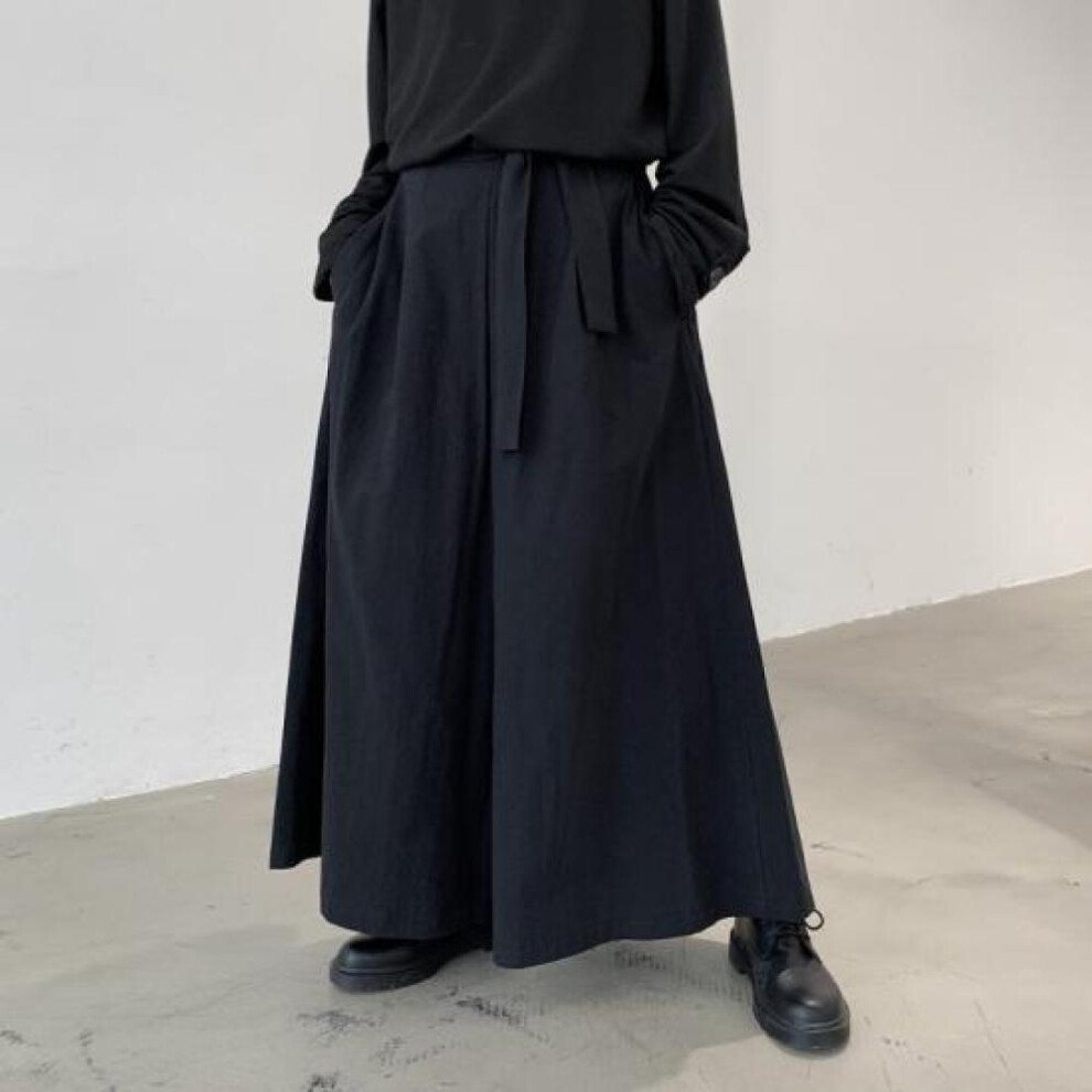 (black, XL) 2024 Men Hakama Harajuku Kimono Samurai Pants Men Casual Wide Pants Men Chinese Style Hanfu Tang Trousers Male Kendo Uniforms