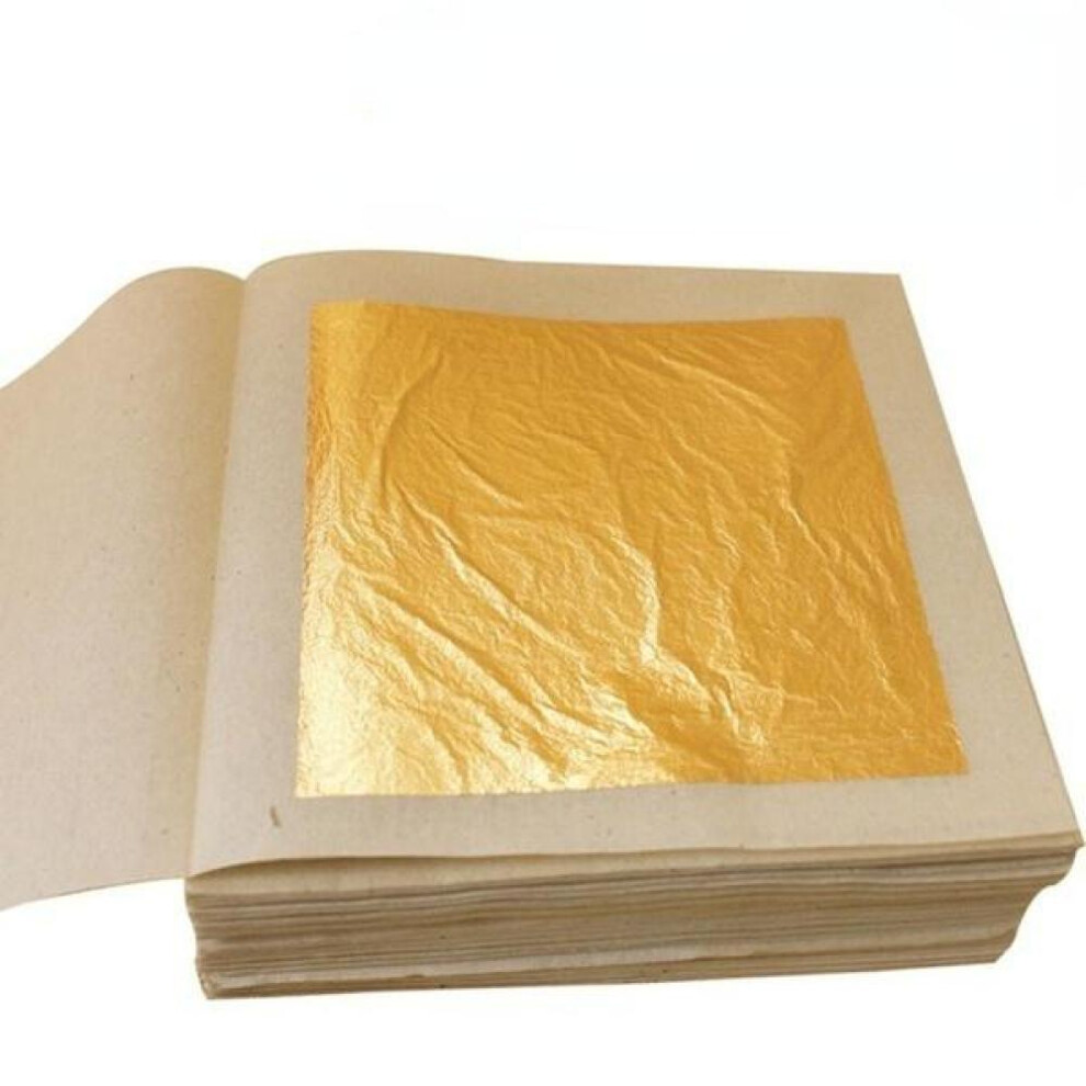 (gold, 100 pcs) 500/300/100 Sheets K Genuine Gold Foil Sheets For Art Craft Design Gold Plated Frame Scrap