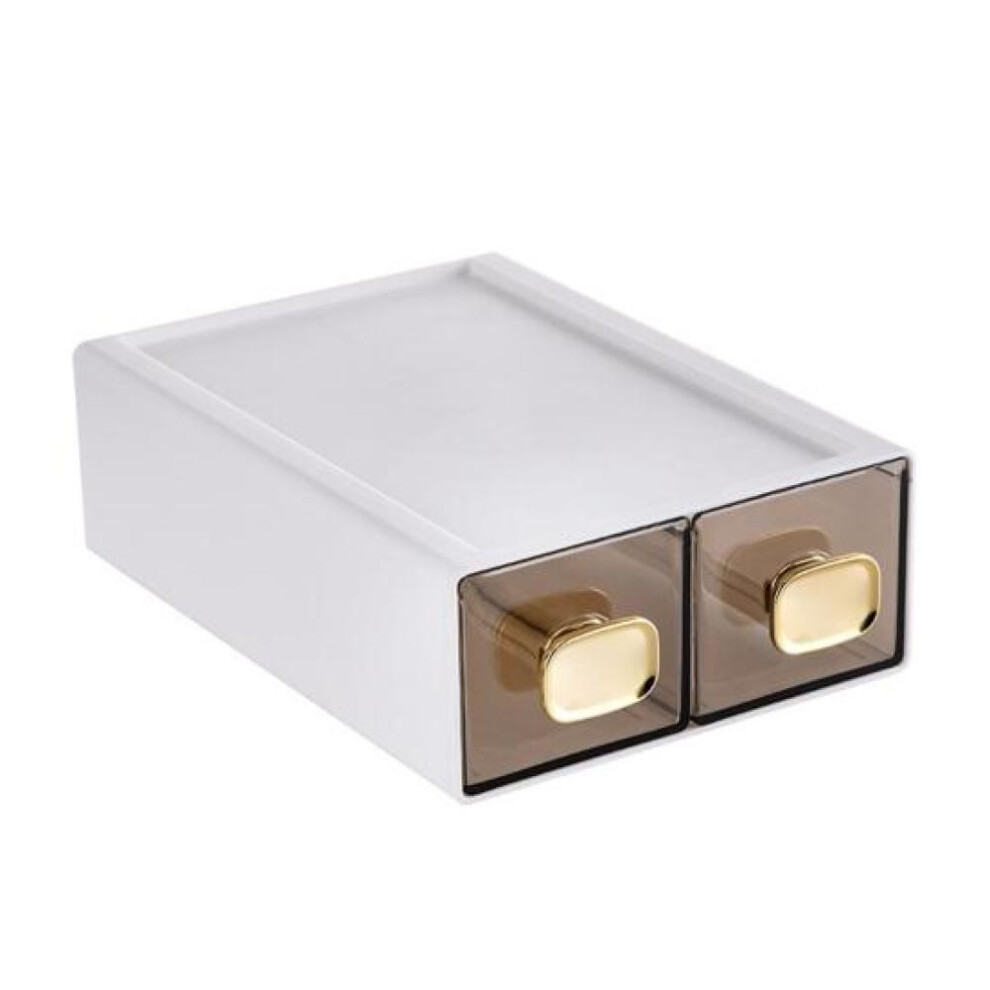 (B) Stackable Desktop Organizer Spacious Drawer With Handle Large Capacity Transparent Visible Waterproof Storage Box Bathroom Toiletry Organizer