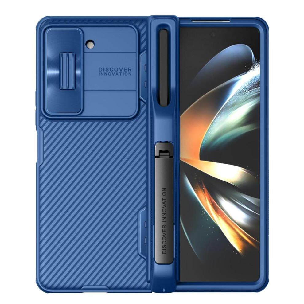 (blue, Samsung Galaxy Z Fold 5) Nillkin For Samsung Galaxy Z Fold 5 Case With Pen Slot Phone Holder Frosted Shield Fold 180folding Cover For Samsung Z