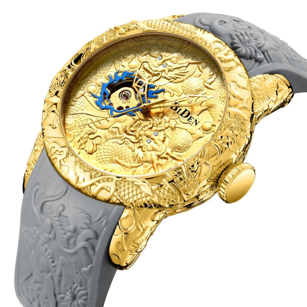 (gold,grey) Biden Business Men&apos;s High-end Waterproof Mechanical Watch