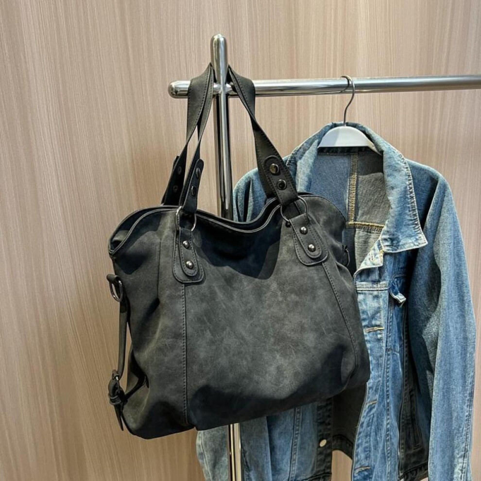 (black) Large Capacity Women Shoulder Bags Casual Suede Pu Leather Women&apos;s Handbags Purses Big Crossbody Bag Sac A Main Femme Designer