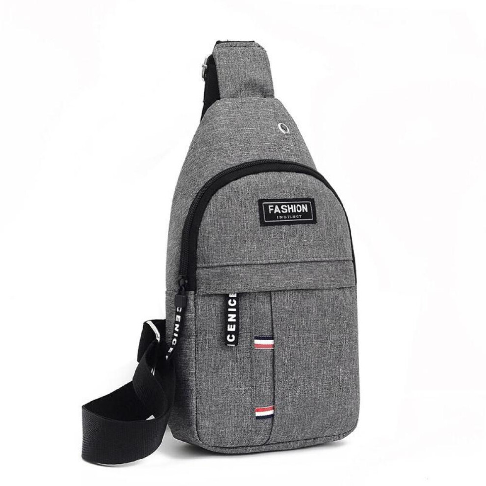 (grey, 31*17*5cm) Chest Bag New Men Simple Nylon Fashion Waterproof One Shoulder Crossbody Bag