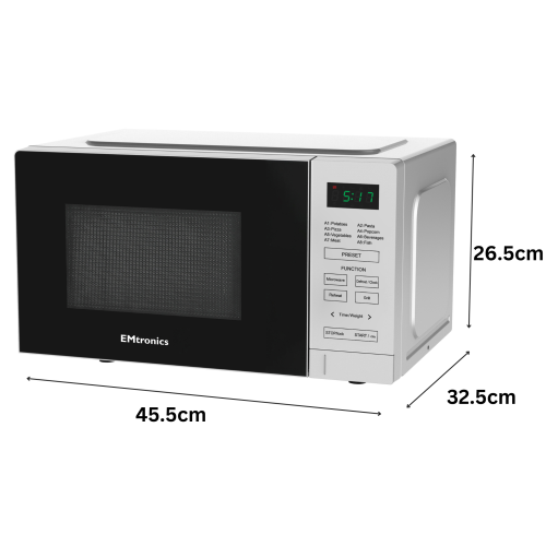 EMtronics EMtronics 20 Litre Silver 700W Microwave With 800W Grill, Timer and Preset Menu 1
