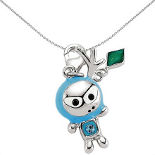Jewelco London Unisex Sterling Silver Blue Crystal Enamel Alien Lobster Clasp Link Charm