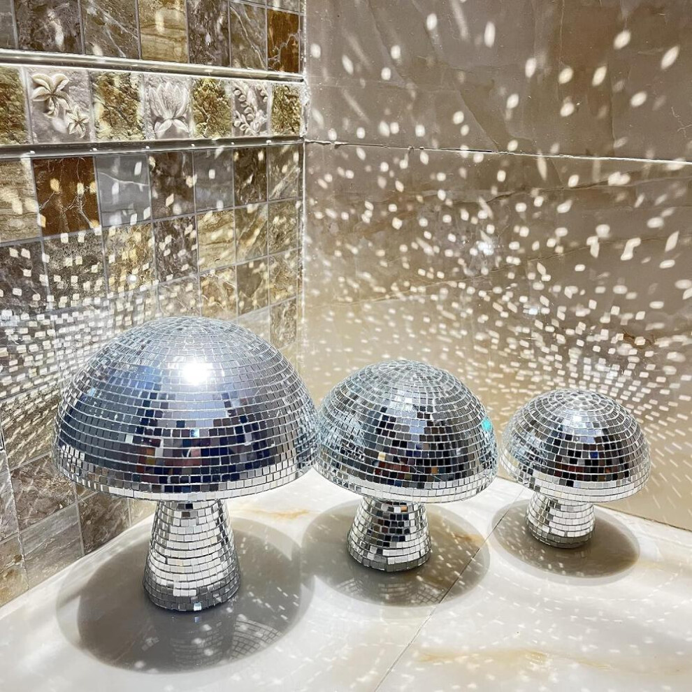 (18cm) Creative Mushroom Disco Ball For Party Table Decor Mirror Retro Handmade Disco Ball Mushroom Shape Home Decorations