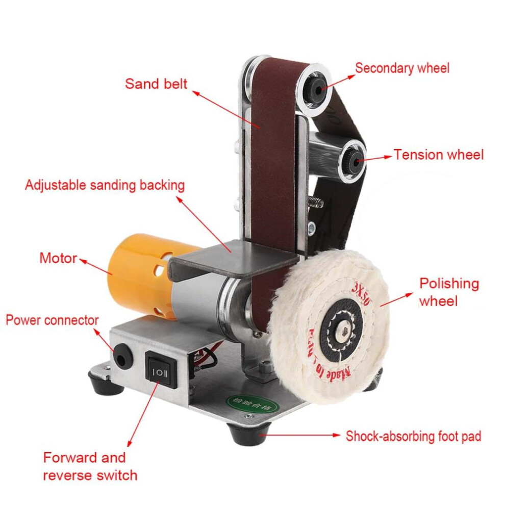 (US) Electric Belt Machine Sander Sanding Grinding Polishing Machine Abrasive Belts Grinder Diy Polishing Cutter Edges