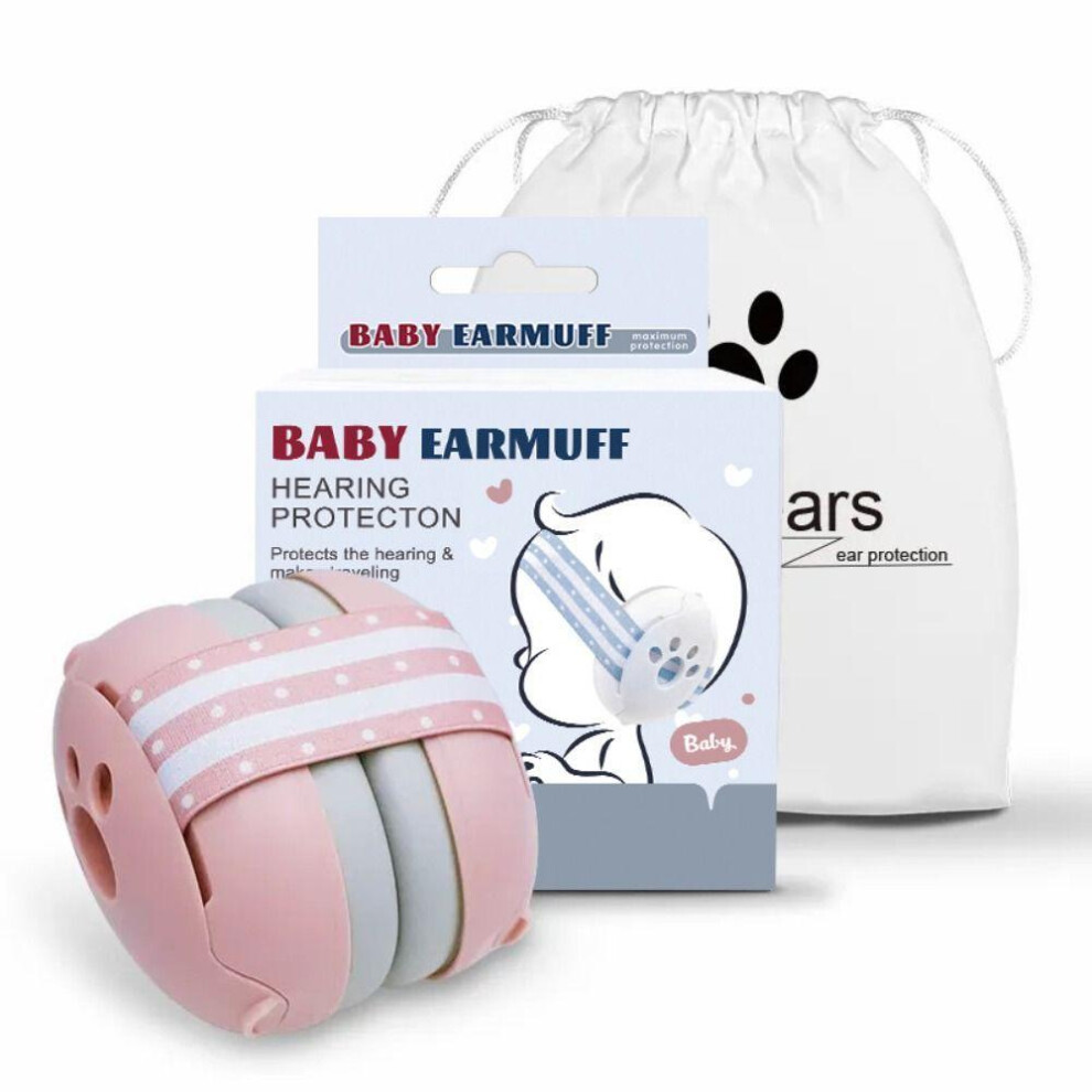 (pink) Adjustable Noise Cancelling Headphones Hearing Protection Infant Ear Muffs  For Babies And Toddlers