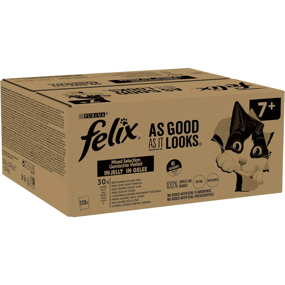 (Felix As Good As It Looks 7+ Mixed Cat Food 120x100g) Felix Doubly Delicious Ocean Recipes Cat Food