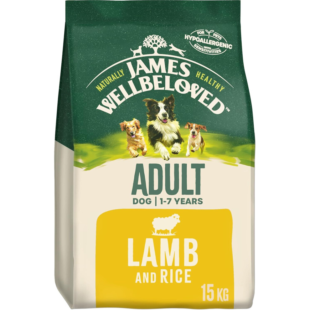 James Wellbeloved Adult Lamb and Rice 15 kg Bag, Hypoallergenic Dry Dog Food