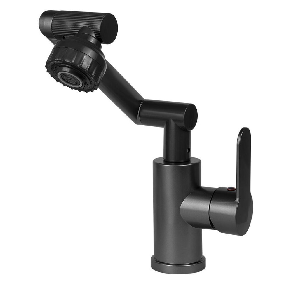 (black) 1080 Swivel Basin Faucet Universal Rotation Sink Water Tap Faucets Extension With Aerator Bubbler Nozzle And Robot Arm For Kitchen Bath Tap Washbasin