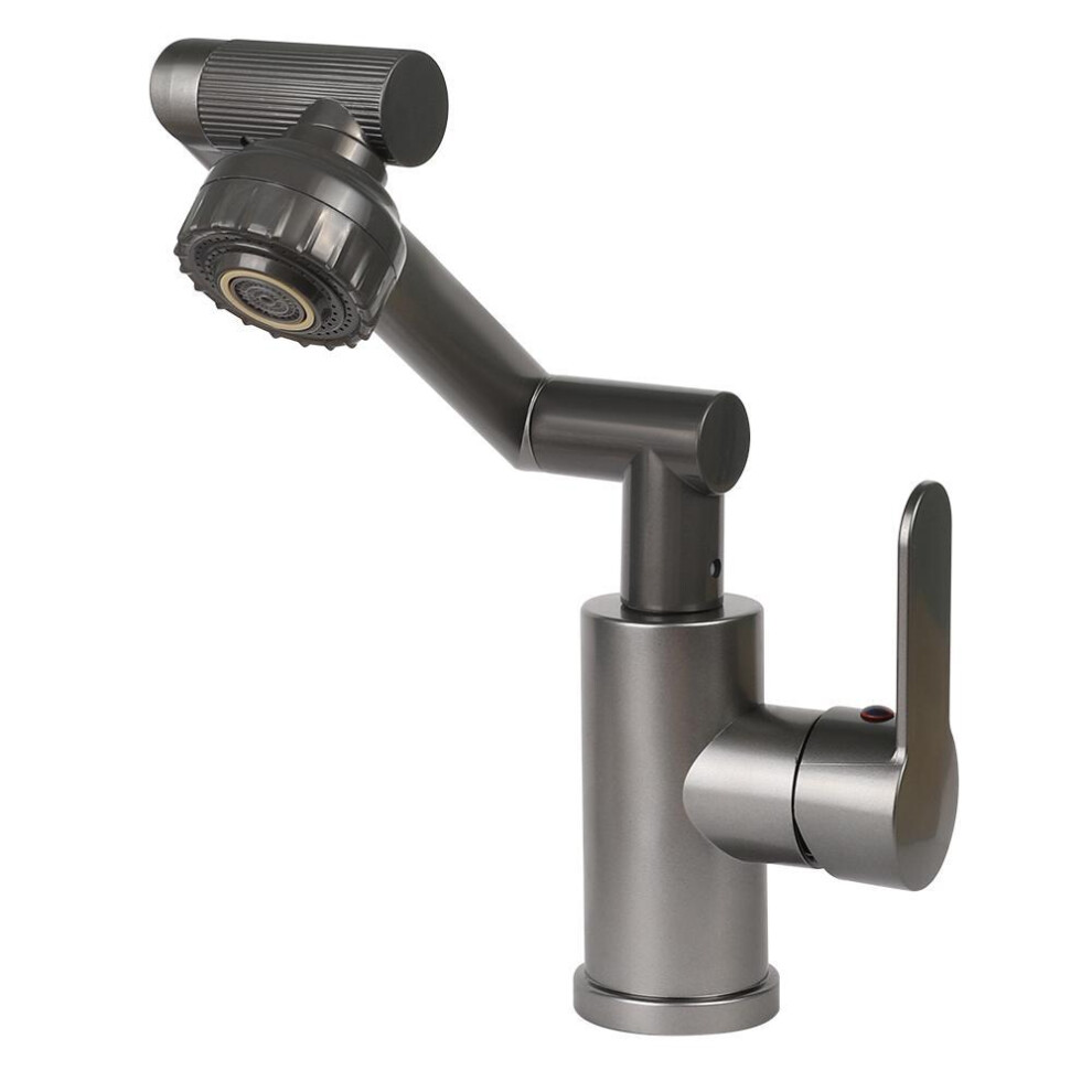 (grey) 1080 Swivel Basin Faucet Universal Rotation Sink Water Tap Faucets Extension With Aerator Bubbler Nozzle And Robot Arm For Kitchen Bath Tap Washbasin