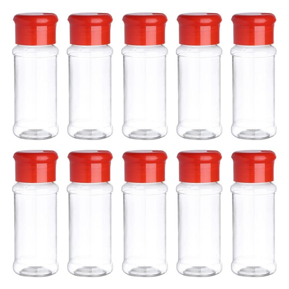 (red, 10Pcs) 10pcs Spice Jar Plastic Salt Pepper Seasoning Jar Kitchen Storing Container Barbecue Condiment Bottles Cruet With Sifter Lid