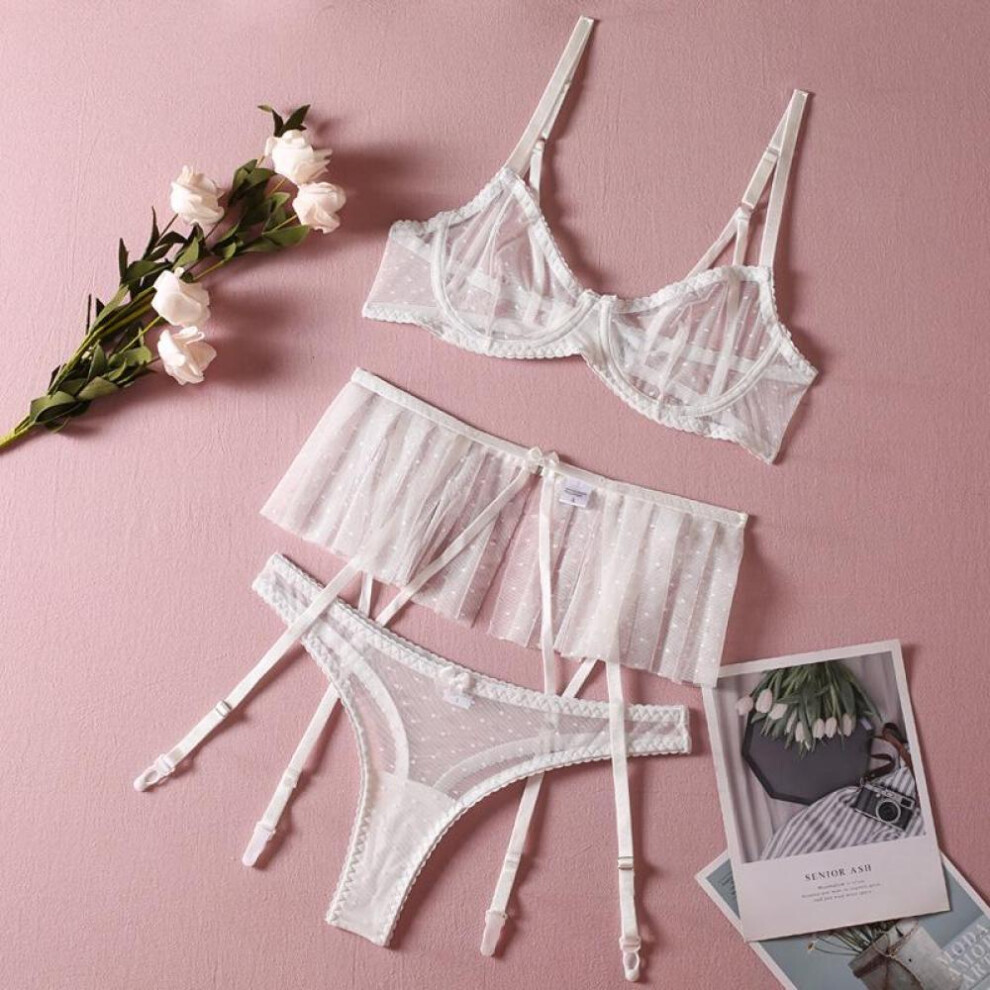 (white, S) Aduloty Sexy Pure White Erotic Lingerie Mesh Gauze Single Layer Perspective Temptation Provocative Skirt Women Underwear Set