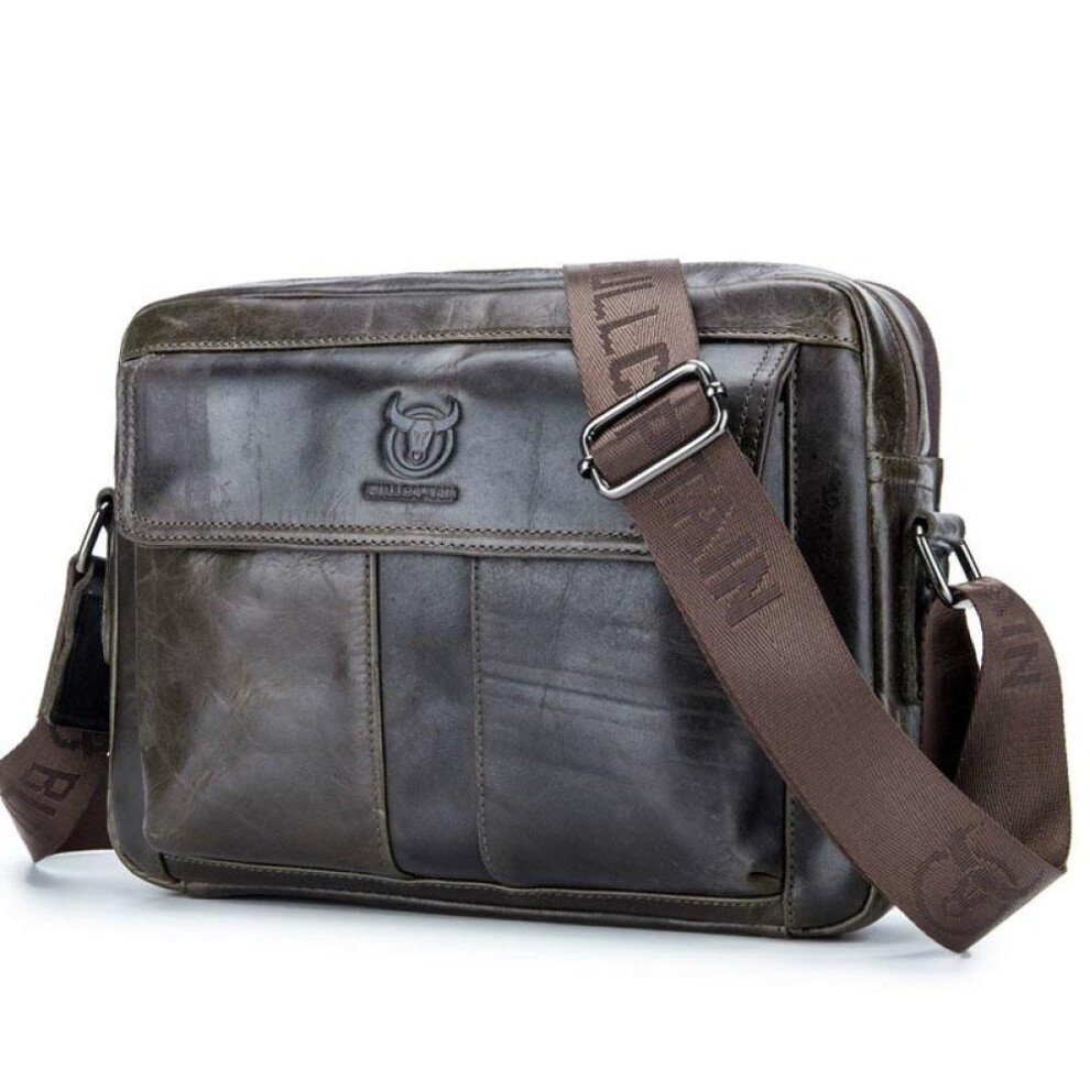 (deep coffee) Men Briefcase Leather Laptop Bag 14 Inch Genuine Leather Shoulder Crossbody Bags