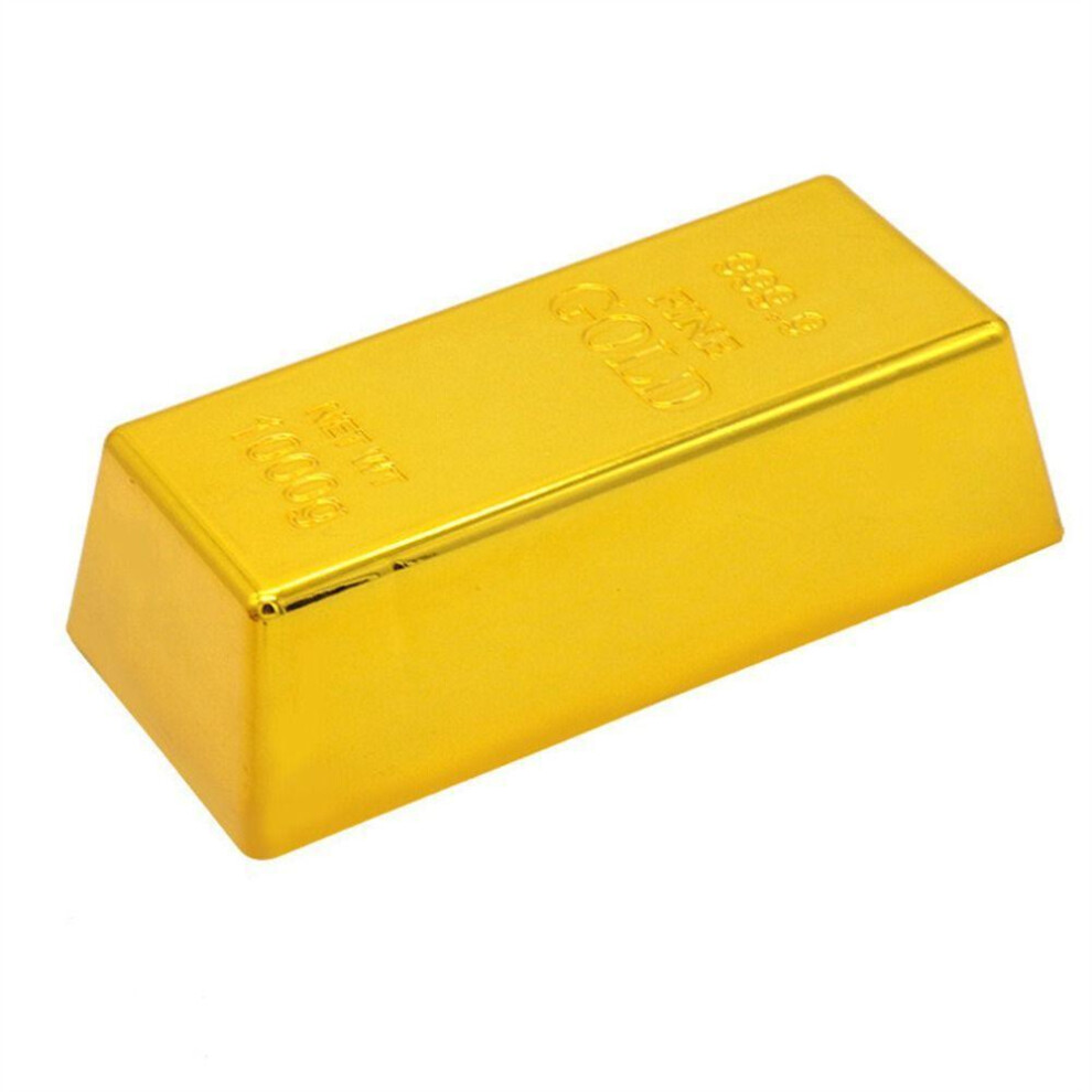 (L) Glittering Fake Gold Bar Paperweight Bullion Bar Ideal Gift Golden Brick  Home Decor