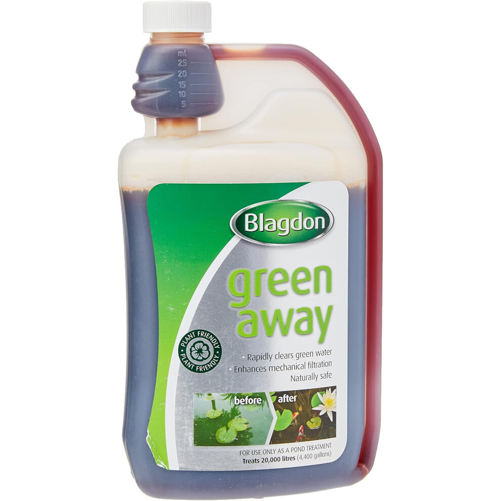 (Blagdon Green Away Pond Water Treatment, Clears Green Water and Suspended Algae Particles, Natural, Plant Friendly, Safe) Blagdon Green Away Pond Wat