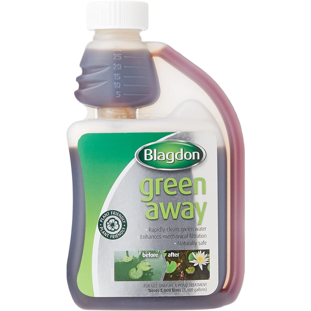 (Blagdon Green Away Pond Water Treatment, Clears Green Water and Suspended Algae Particles, Natural, Plant Friendly, Safe) Blagdon Green Away Pond Wat