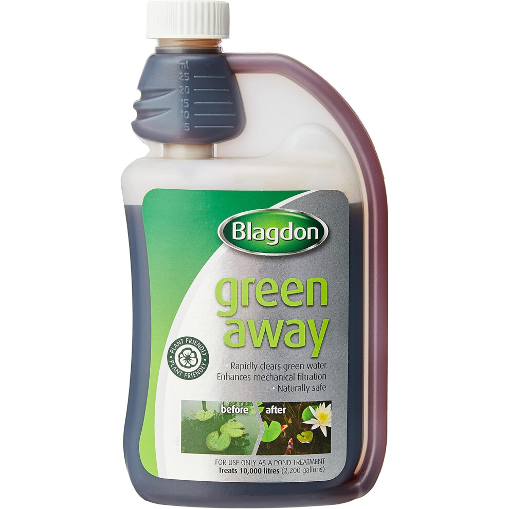 (Blagdon Green Away Pond Water Treatment, Clears Green Water and Suspended Algae Particles, Natural, Plant Friendly, Safe) Blagdon Green Away Pond Wat