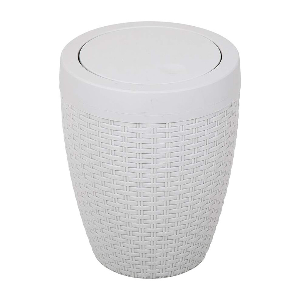 (Addis 518367 Faux Rattan Round Swing Lid Bathroom Bin, Light Grey, 5 Litre) Addis Faux Rattan Round