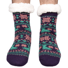 (Navy - N-491D) Mens Thermal Socks Extra Thick Warm Gripper Socks
