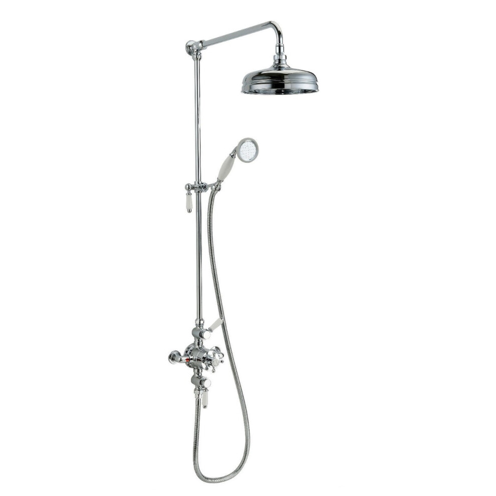 Traditional 2 Outlet Exposed Shower Thermostatic Shower Bar Mixer Valve & Riser