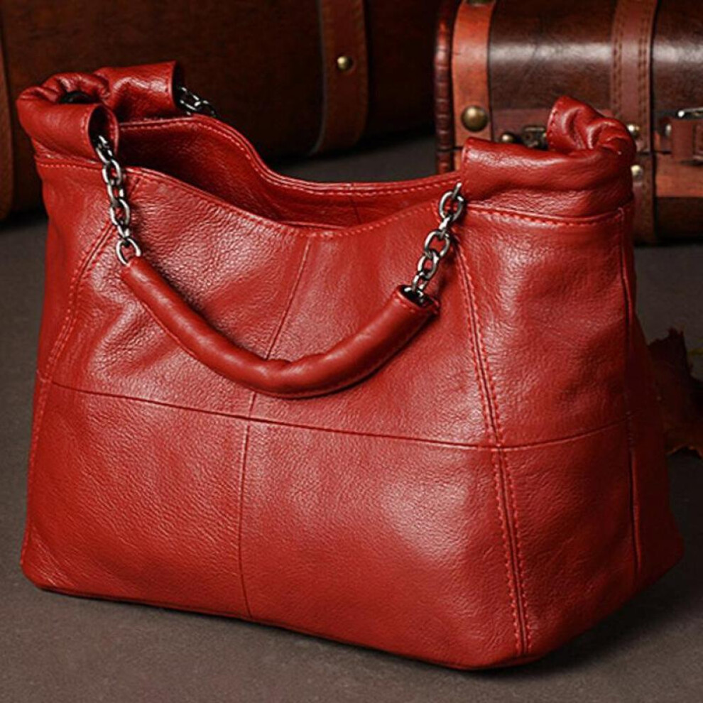 (red) Trendy Quilted Genuine Leather Handbag Female Small Solid Color Shoulder Bags For Women Perfect Crossbody Bag For Daily Use