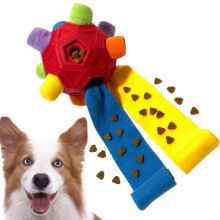 (Red) Interactive Dog Toys Snuffle Ball Interactive Treat Game,Cloth Strip with Hidden Food Dog Puzzle Toys,Dog Puzzle Toys for Large Medium Small Dogs