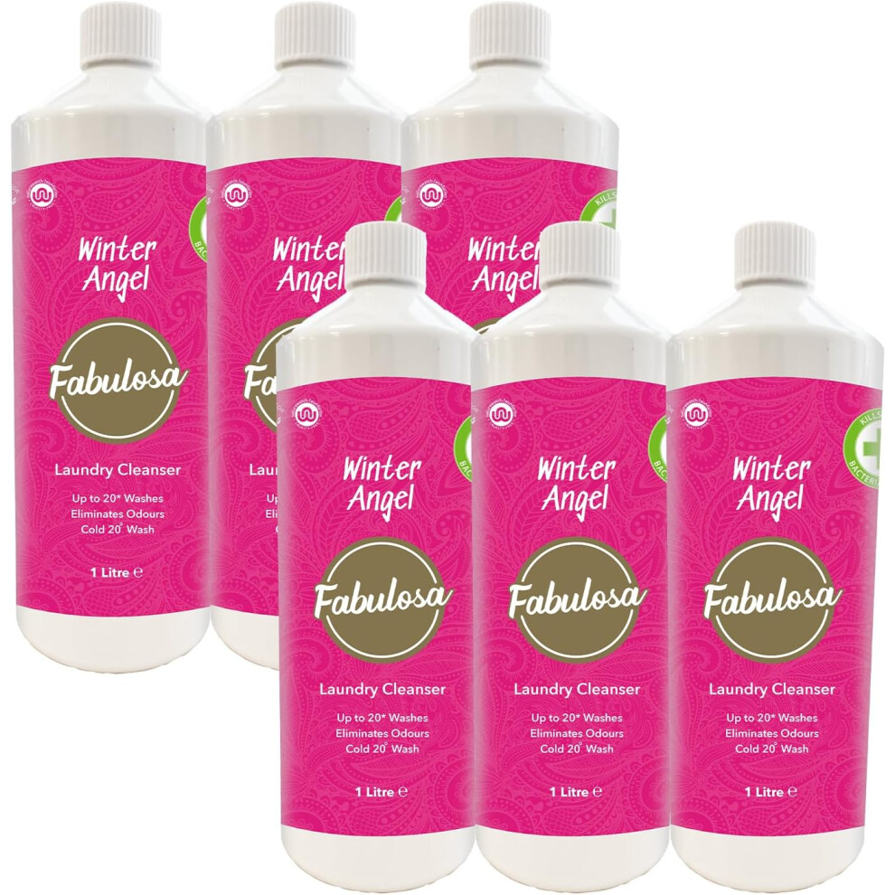 (Fabulosa Antibacterial Freshening Laundry Cleanser Washing Disinfectant Liquid, Winter Angel, 1L, Pack of 6) Fabulosa House of Fab Luxury Fragranced