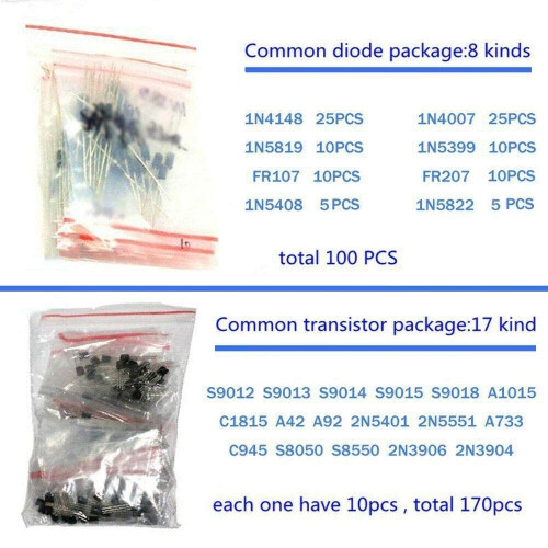1390pcs Electronic Components Basic Starter Kit LED Diode Transistor Capacitor Resistance Potentiometer Kit 1
