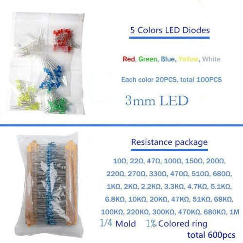 1390pcs Electronic Components Basic Starter Kit LED Diode Transistor Capacitor Resistance Potentiometer Kit 2