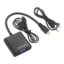 Catda C2331 Conversor de Sinal de Vídeo Micro HDMI para VGA com Função de Fonte de Alimentação Adaptador de Display para Raspberry Pi