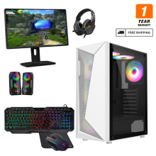 (Carisma White) 22" Gaming PC Bundle i5 16GB RAM HDD&SSD 4GB GT730 + Speakers