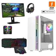 (Galaxy White) 22" Gaming PC Bundle i5 16GB RAM HDD&SSD 4GB GT730 + Speakers