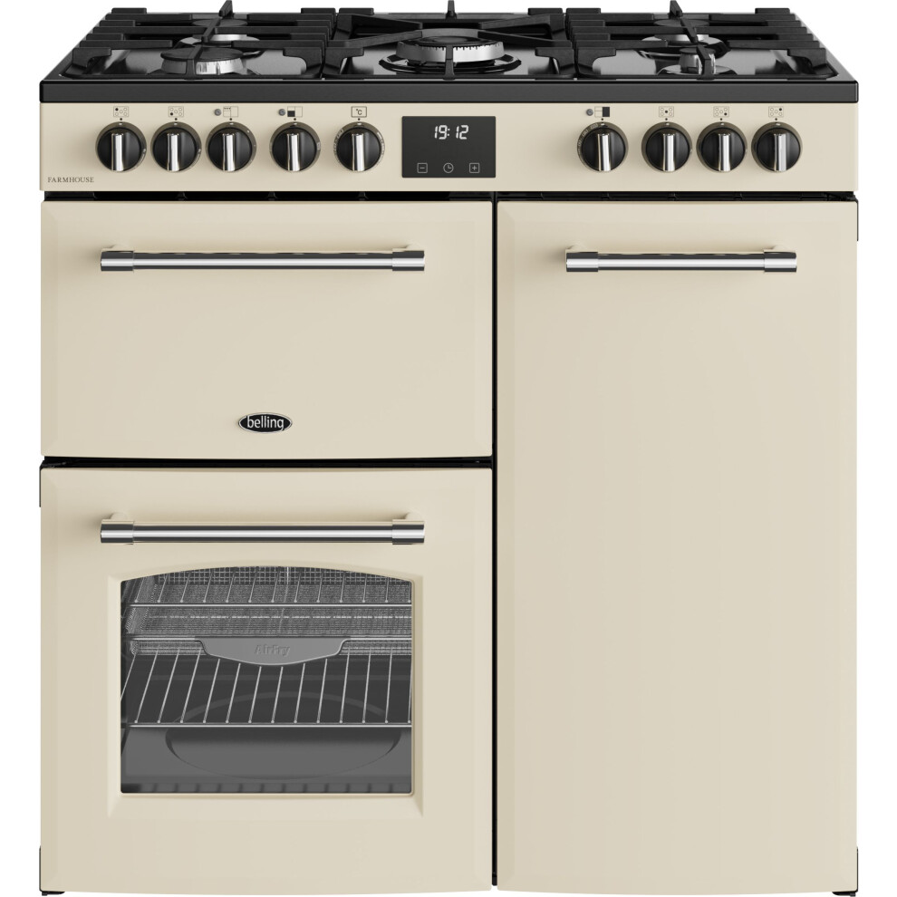 Belling Farmhouse 90Df Dual Fuel Range Cooker - Cream & Chrome, Silver/Grey,Cream - Image 2