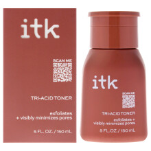 ITK Tri-Acid Facial Toner with AHA BHA PHA + Niacinamide - Exfoliate Face + Minimize Pores - Salicylic + Lactic Acid - Brighten Dark Spots + Gl