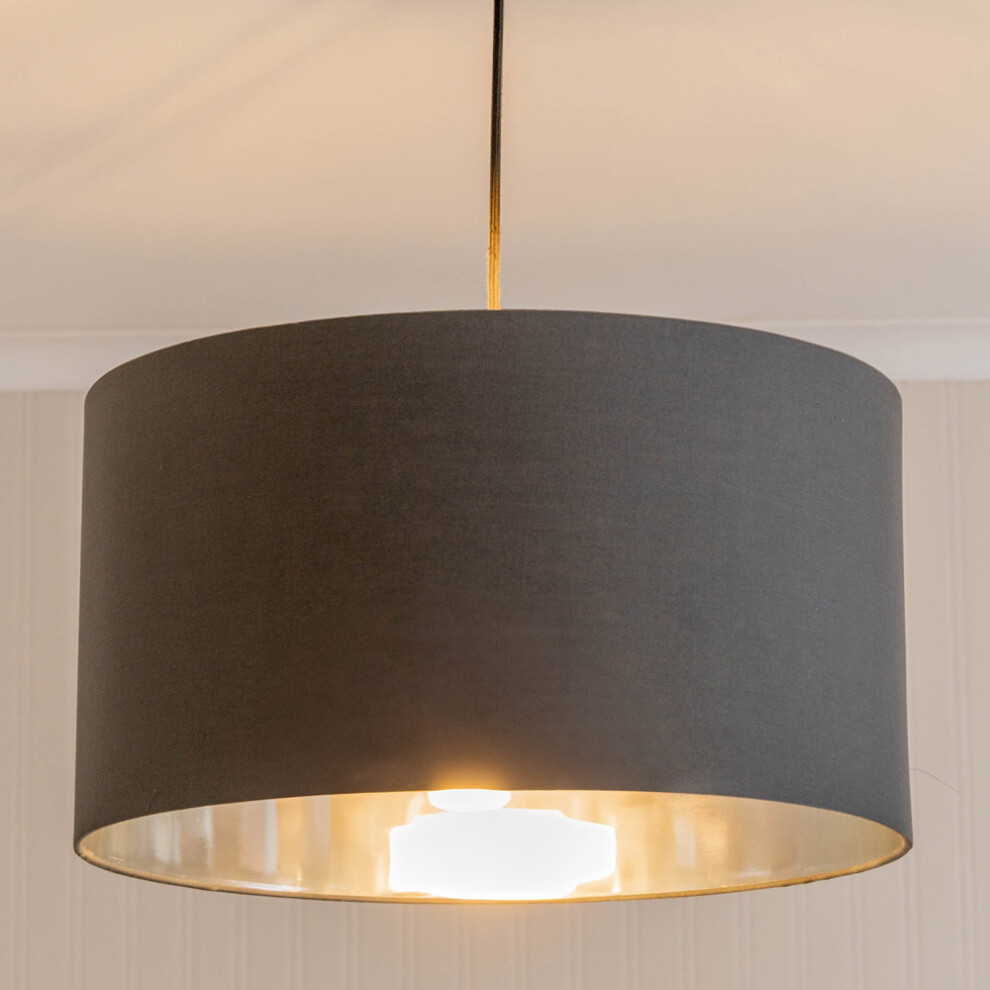 ValueLights Reni Large Charcoal with Chrome Ceiling Lamp Shade & Bulb