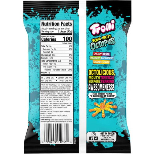 Trolli Sour Brite Octopus Assorted Flavors - 4.25oz 1