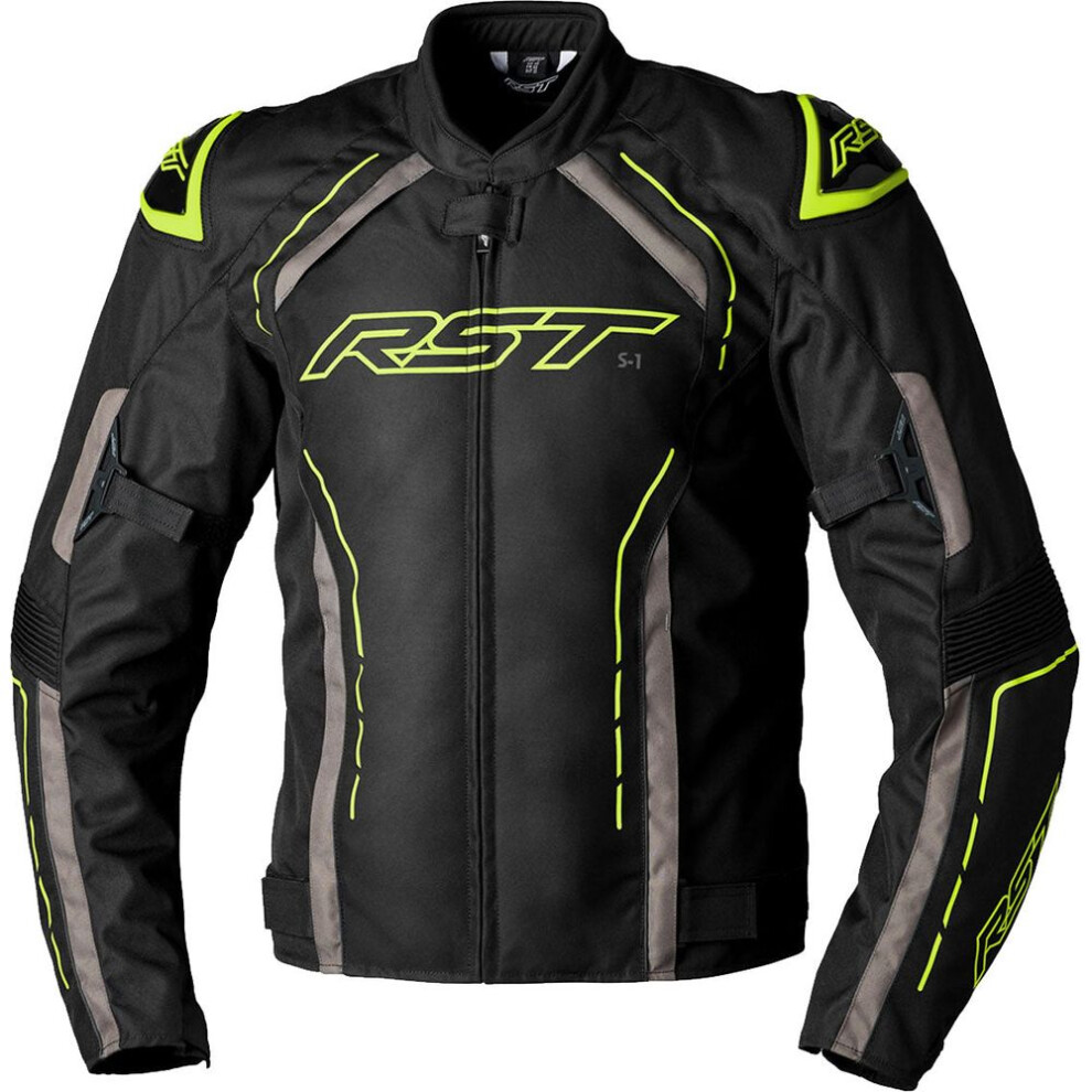 (Uk 50) Rst S1 Ce Textile Jacket Black / Grey / Fluo Yellow Black,Yellow,Grey 5056558112677